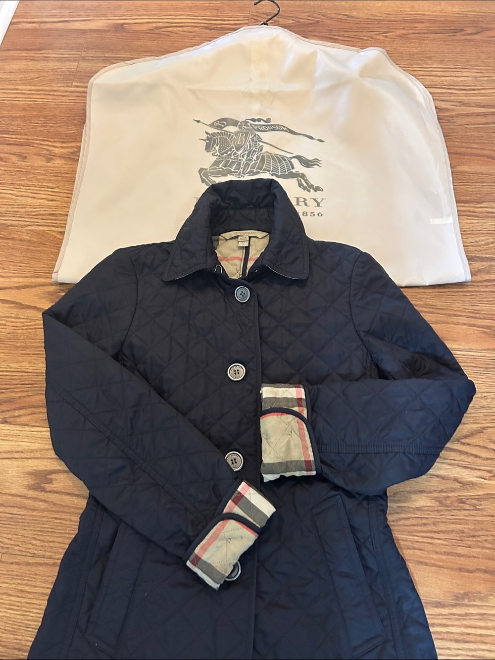 Burberry Navy Raincoat with Signature Check Lining - Picture 5 of 6